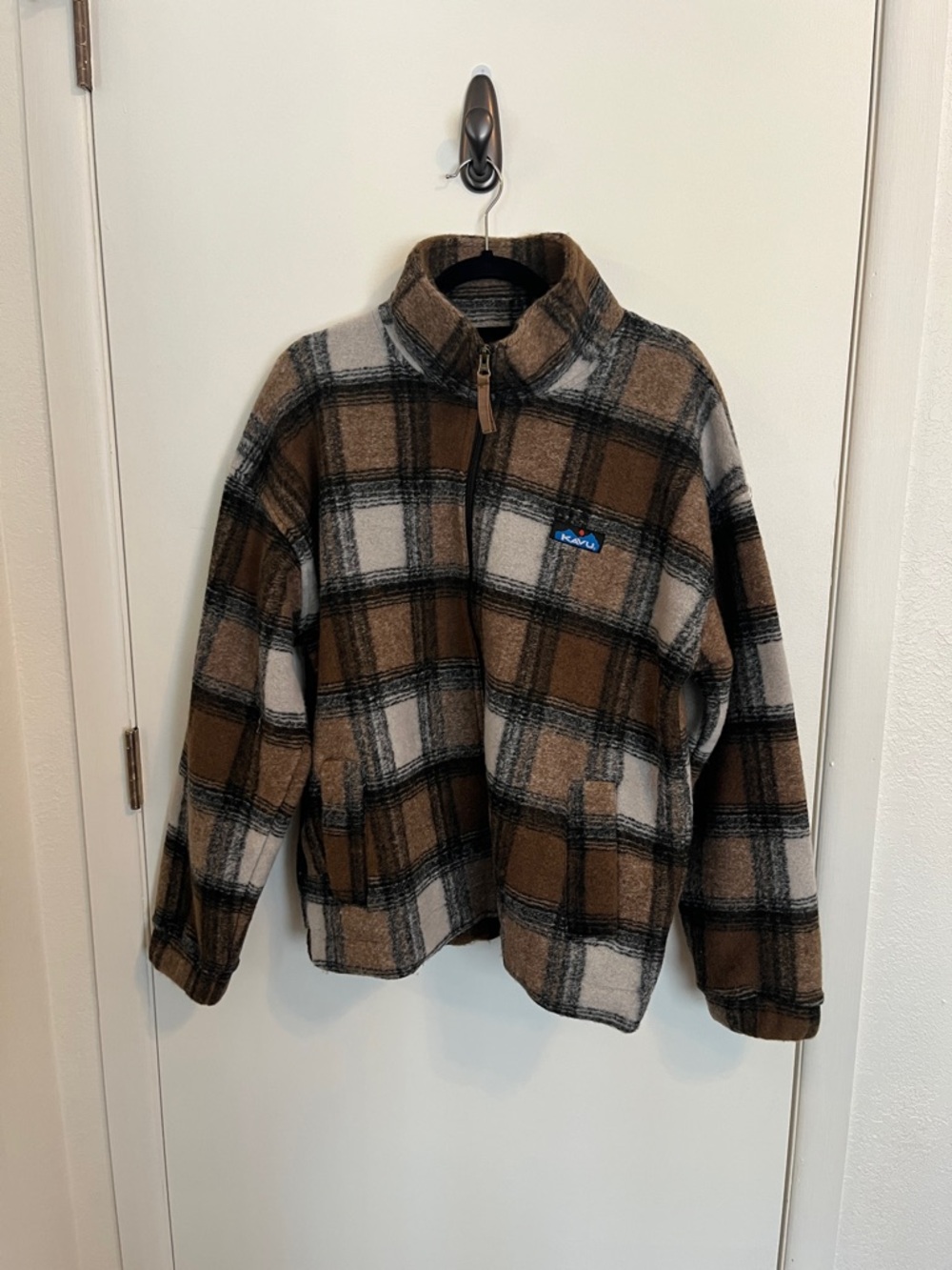 Kavu Brown and Cream Plaid Jacket